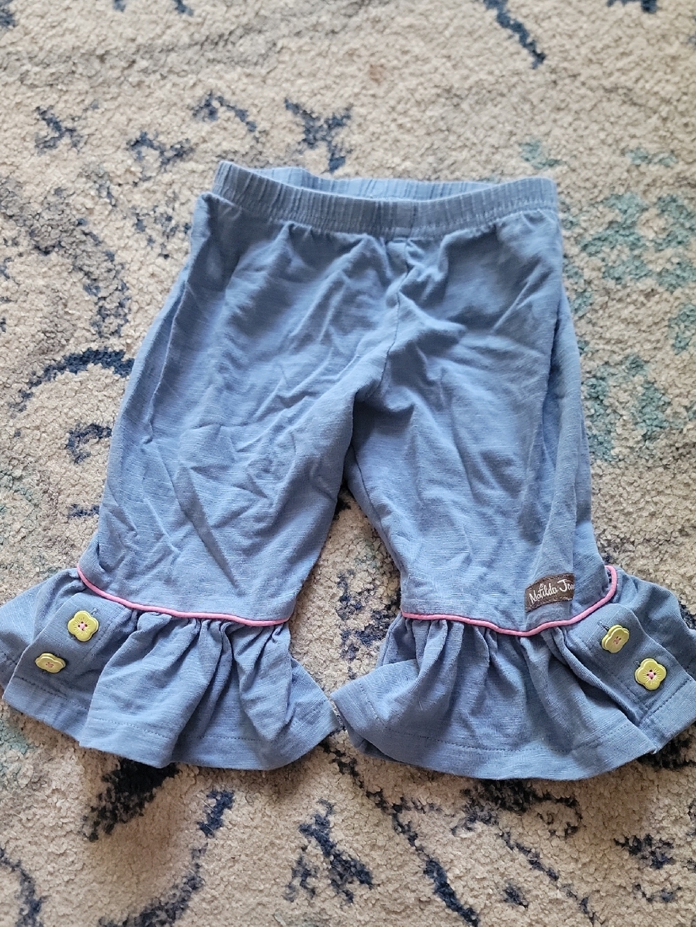 Matilda Jane Lavender Blue Girls' Pants with Pink Nail Accent